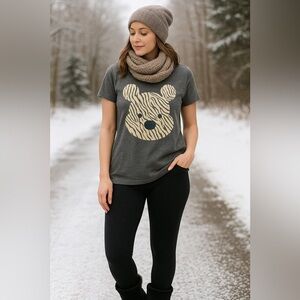 Disney Gray T-Shirt with Zebra Pooh Design